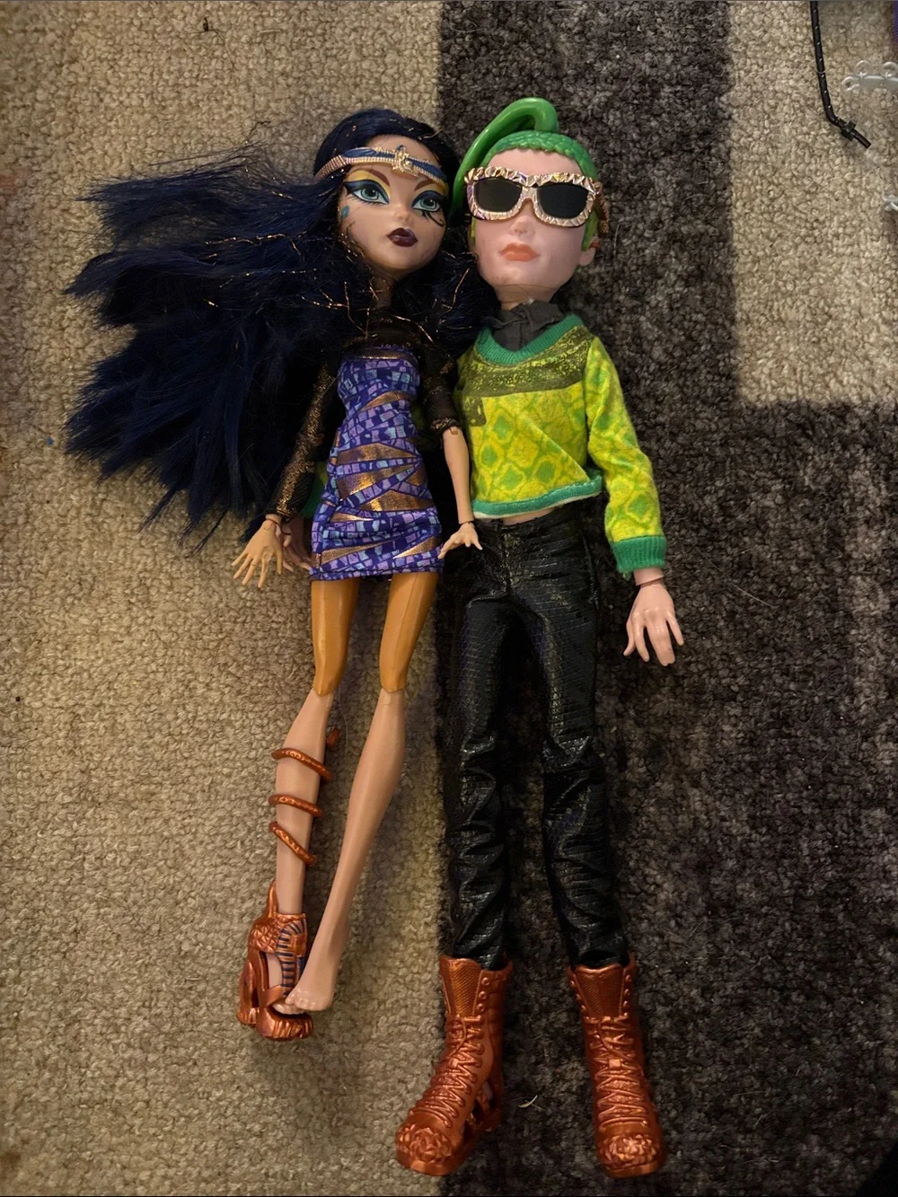 Monster high fashion dolls Cleo De Nile and Deuce Gorgon couple from Boo York